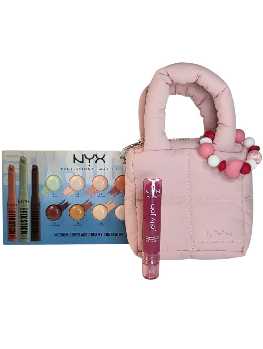 NYX Cosmetics Limited Edition Baby Pink Puffer Mini Bag & Makeup Set